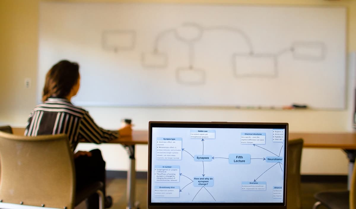 Student mapping out ideas on Myndbook